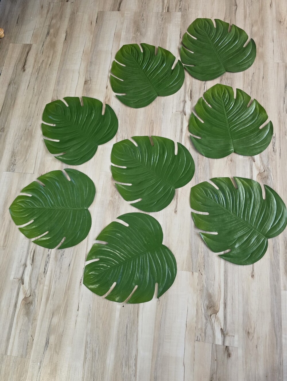 Pier 1 Monstera Leaf Placemat Set Of 8 17x16 Tropical Patio Hollywood Regency